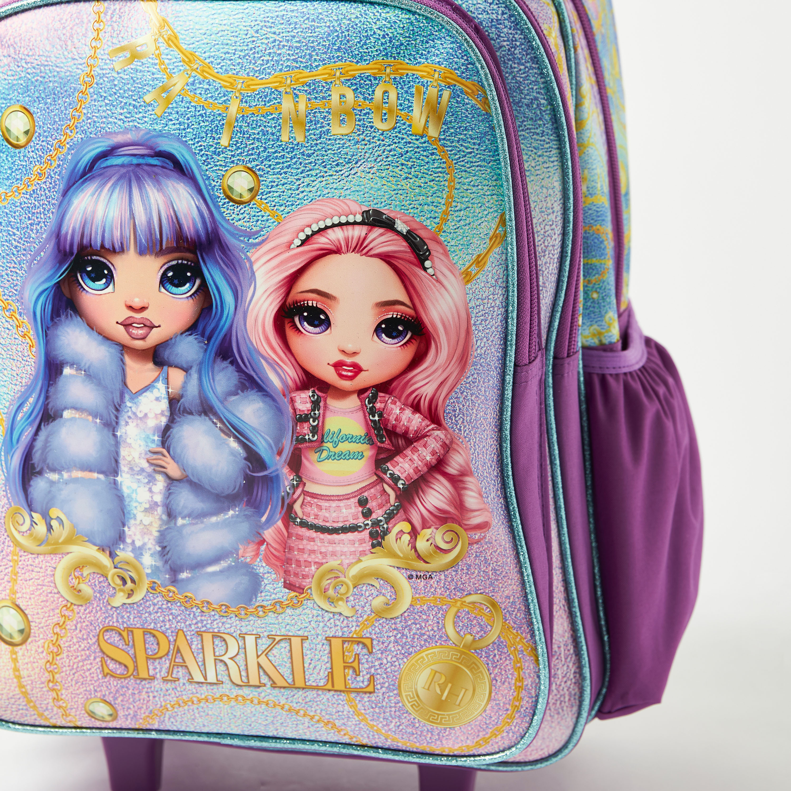 First Kid Rainbow High Print Trolley Backpack with Adjustable Shoulder Straps - 16 inches-school-bagsandbackpacks-trolleybags-image-4