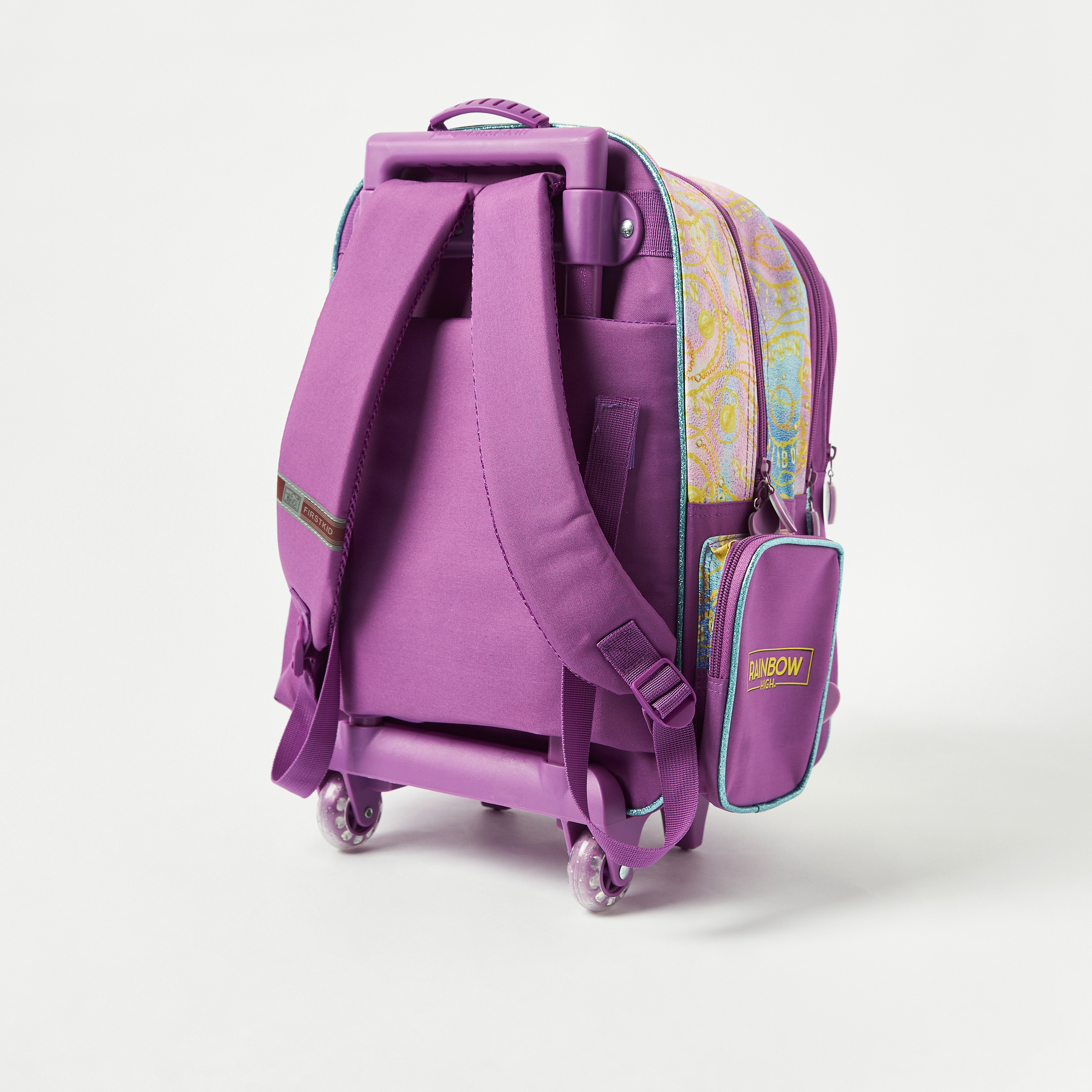 First Kid Rainbow High Print Trolley Backpack with Adjustable Shoulder Straps - 16 inches-school-bagsandbackpacks-trolleybags-image-5