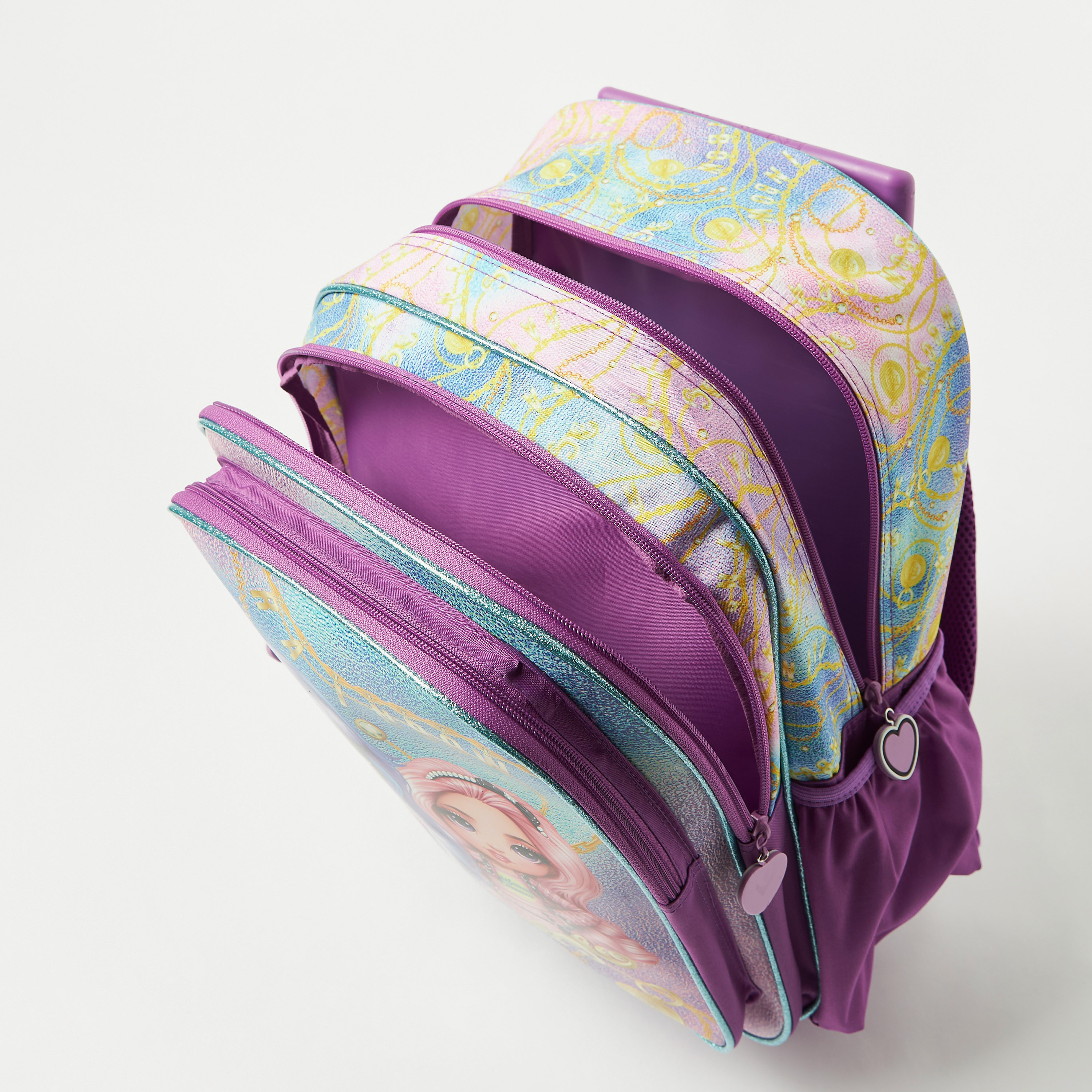First Kid Rainbow High Print Trolley Backpack with Adjustable Shoulder Straps - 16 inches-school-bagsandbackpacks-trolleybags-image-7