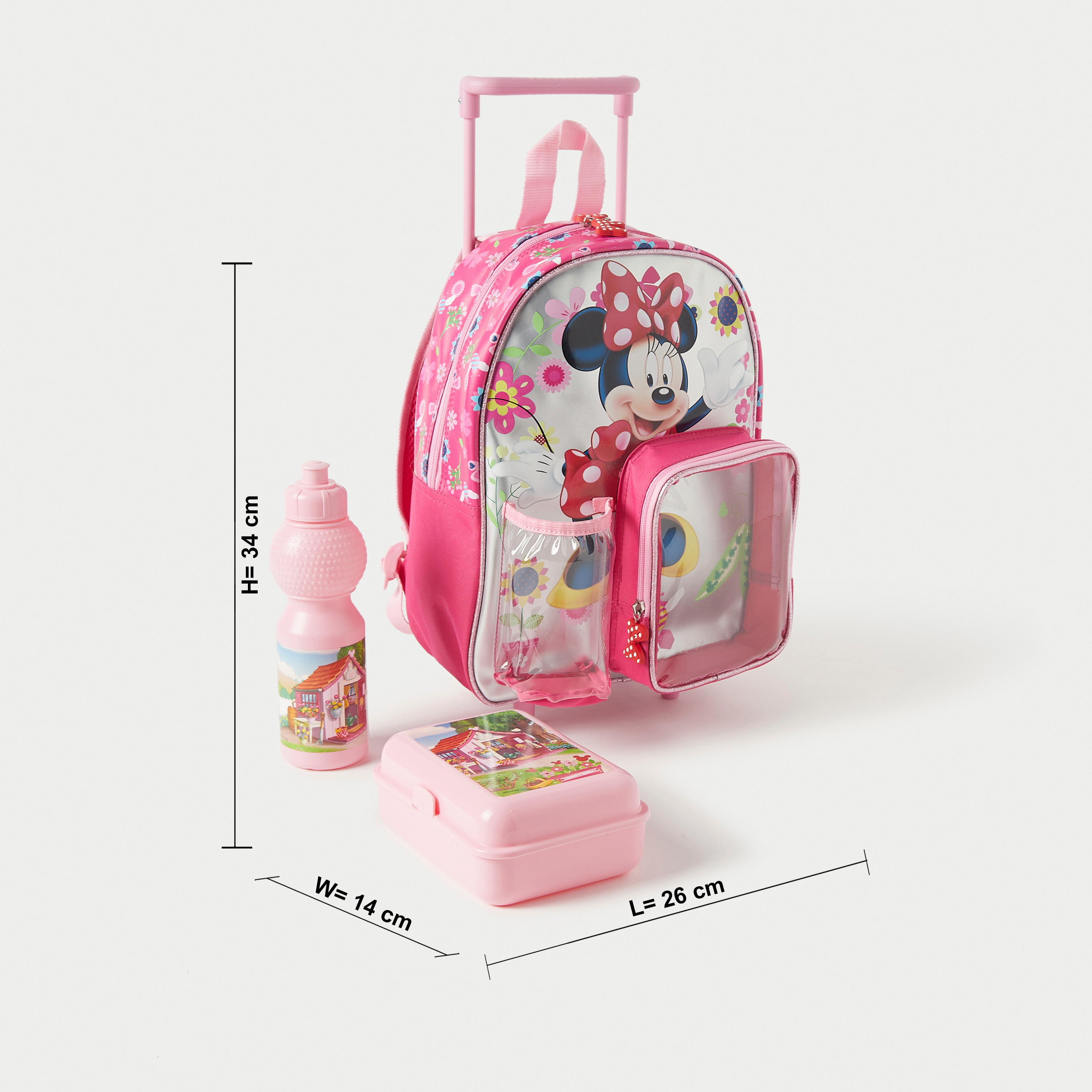 Buy Disney Minnie Mouse Print 3 Piece Trolley Backpack Set 14 inches Online Babyshop UAE