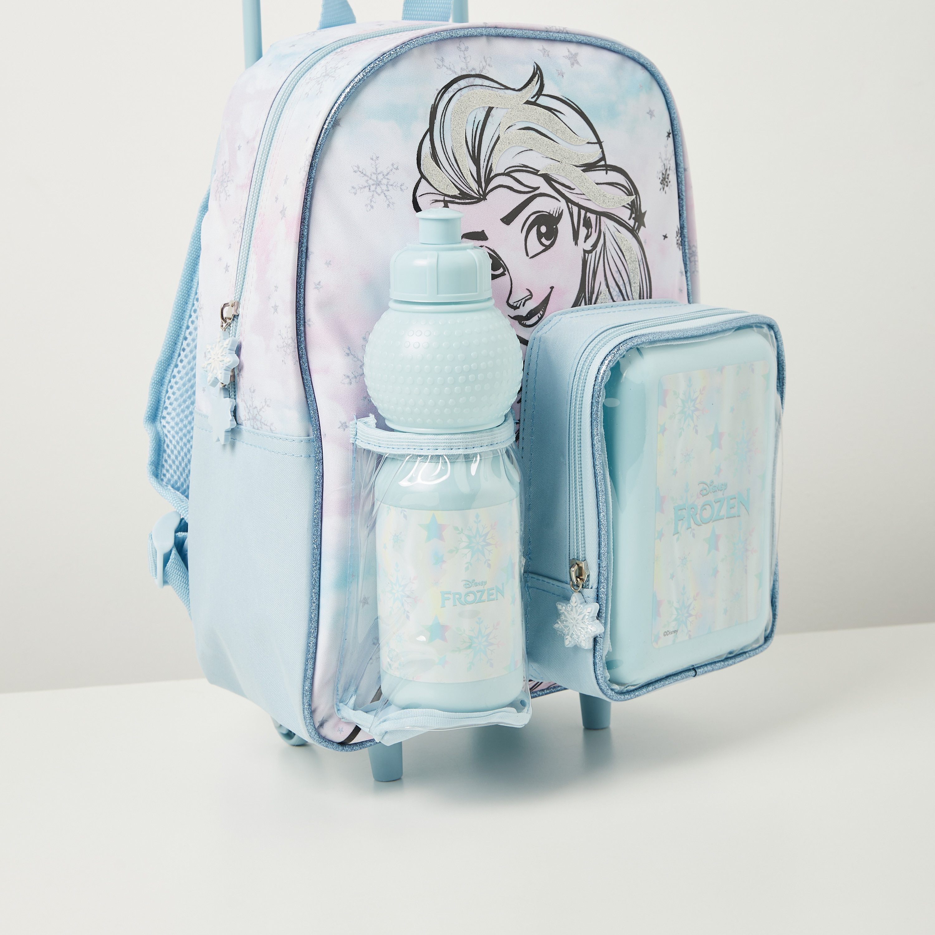 Buy Disney Frozen Elsa Print Trolley Backpack with Lunch Box and Water Bottle 13.5 inches Online Mothercare Bahrain