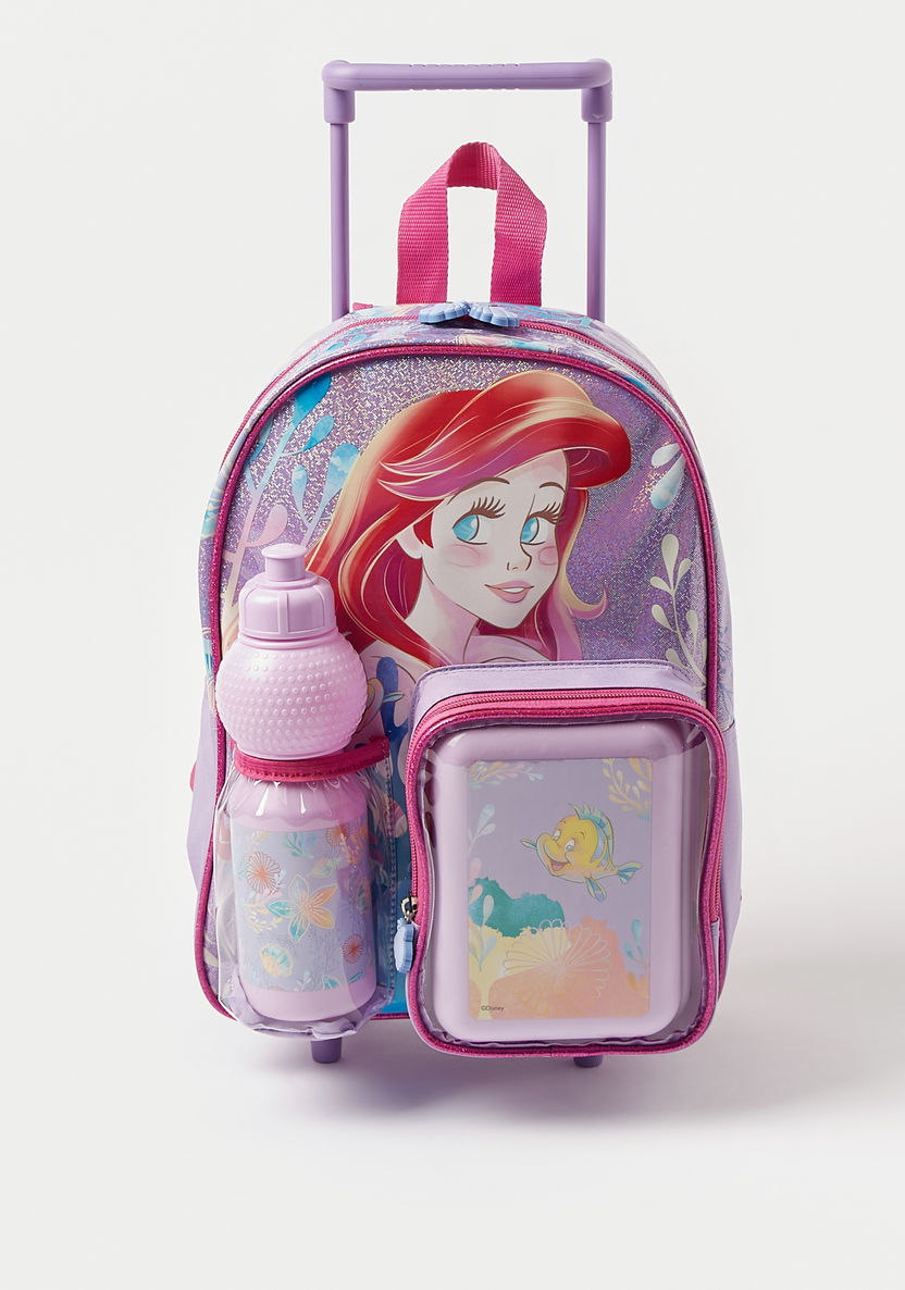 Disney Little Mermaid Print 3-Piece Trolley Backpack Set - 14 inches-School Sets-image-0