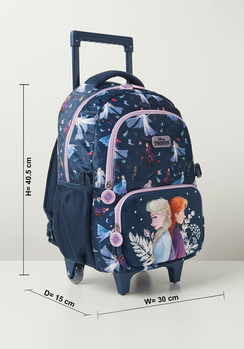 Disney Frozen Print Trolley Backpack with Wheels and Zip Closure - 16 inches-Trolleys-image-1