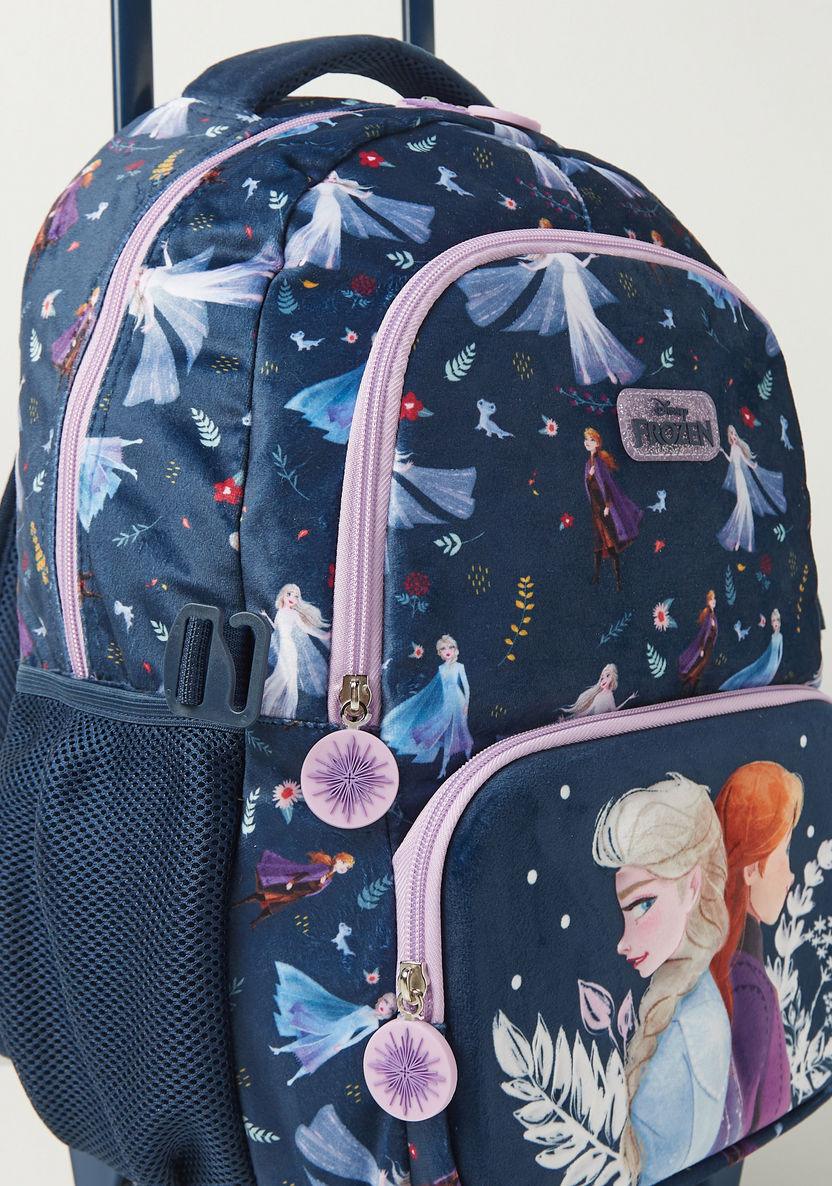 Disney Frozen Print Trolley Backpack with Wheels and Zip Closure - 16 inches-Trolleys-image-3
