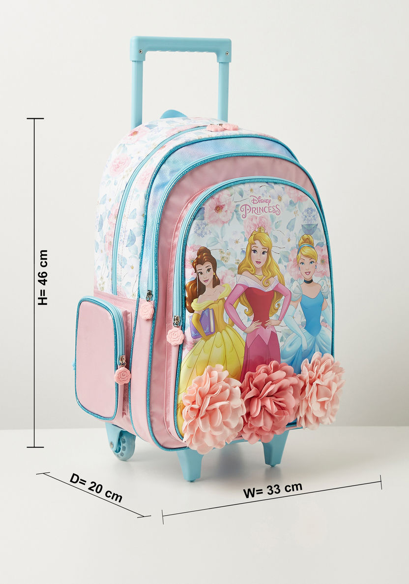 Disney Princess Floral Embellished Trolley Backpack - 18 inches-Trolleys-image-1