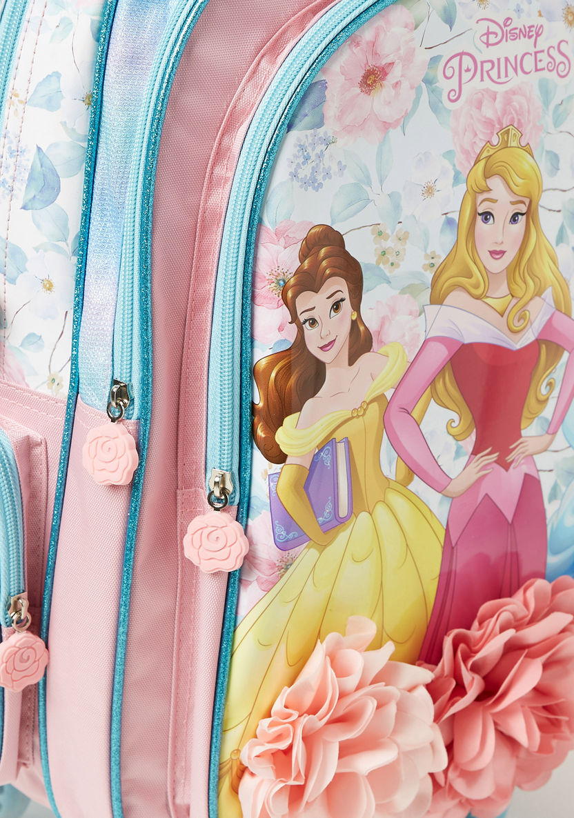 Disney Princess Floral Embellished Trolley Backpack - 18 inches-Trolleys-image-3