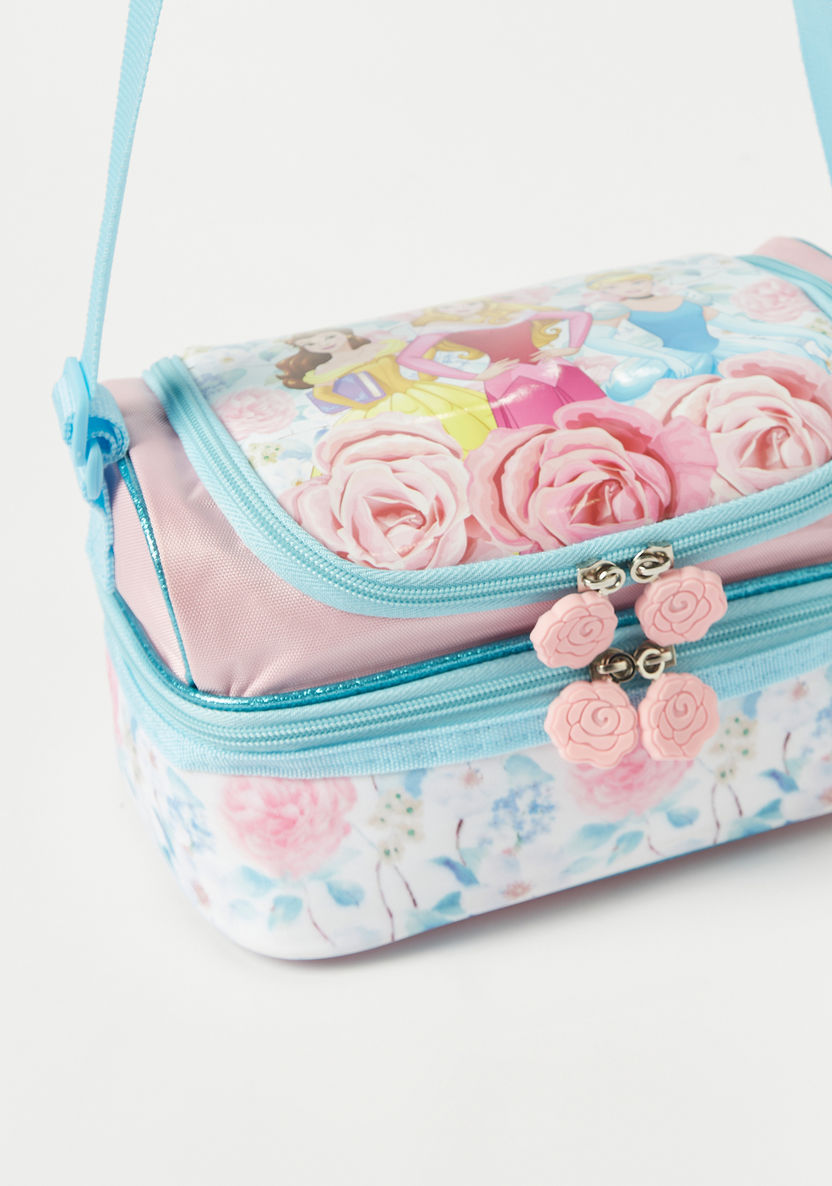Disney Princesses Print Dual Compartment Lunch Bag with Adjustable Strap-Lunch Bags-image-3