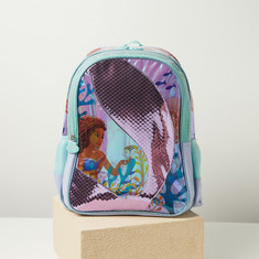 Disney The Little Mermaid Print Backpack with Applique Detail and Zip Closure - 16 inches