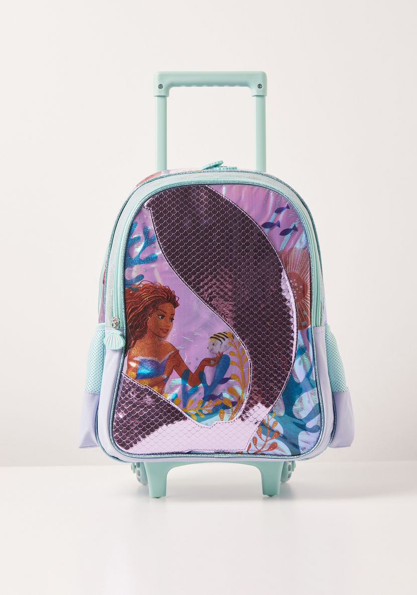 Disney Little Mermaid Print Trolley Backpack with Retractable Handle - 16 inches-Trolleys-image-0