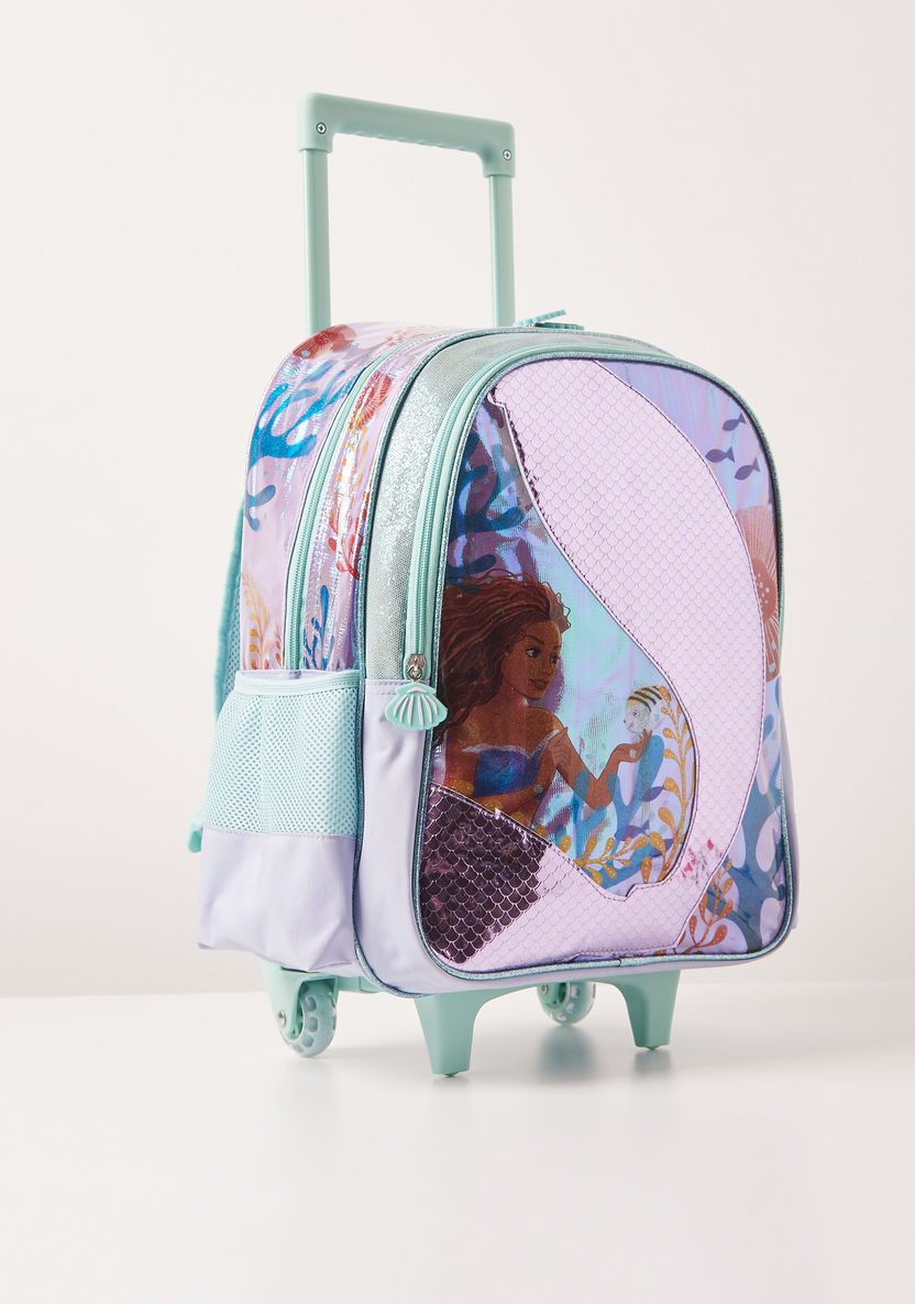Disney Little Mermaid Print Trolley Backpack with Retractable Handle - 16 inches-Trolleys-image-2