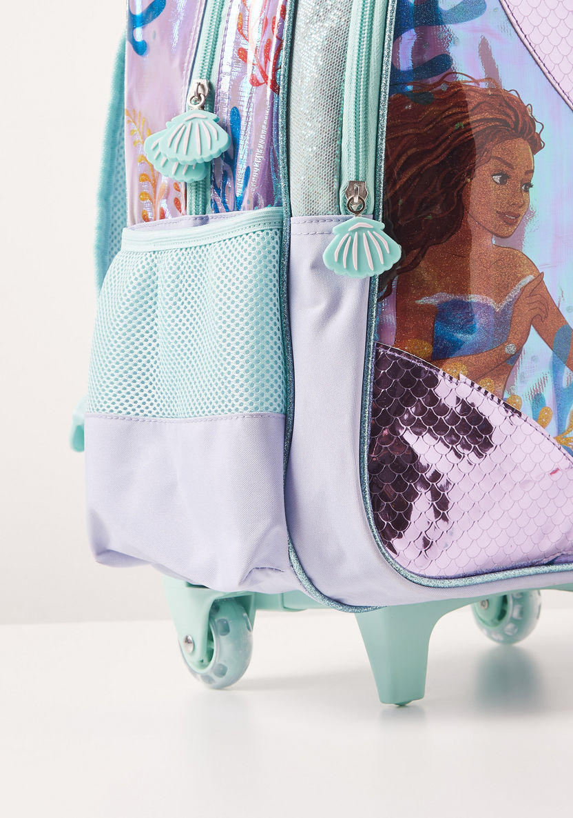 Disney Little Mermaid Print Trolley Backpack with Retractable Handle - 16 inches-Trolleys-image-3