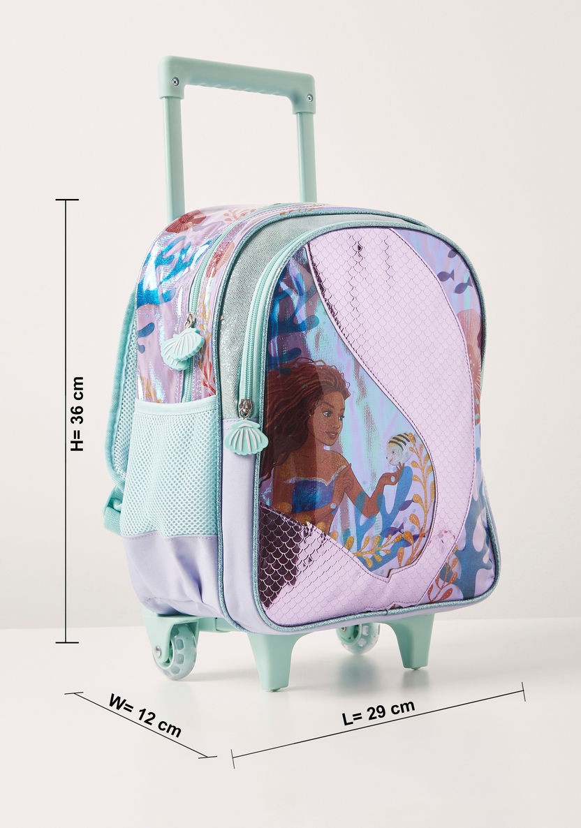 Disney Little Mermaid Print Trolley Backpack with Retractable Handle - 14 inches-Trolleys-image-1