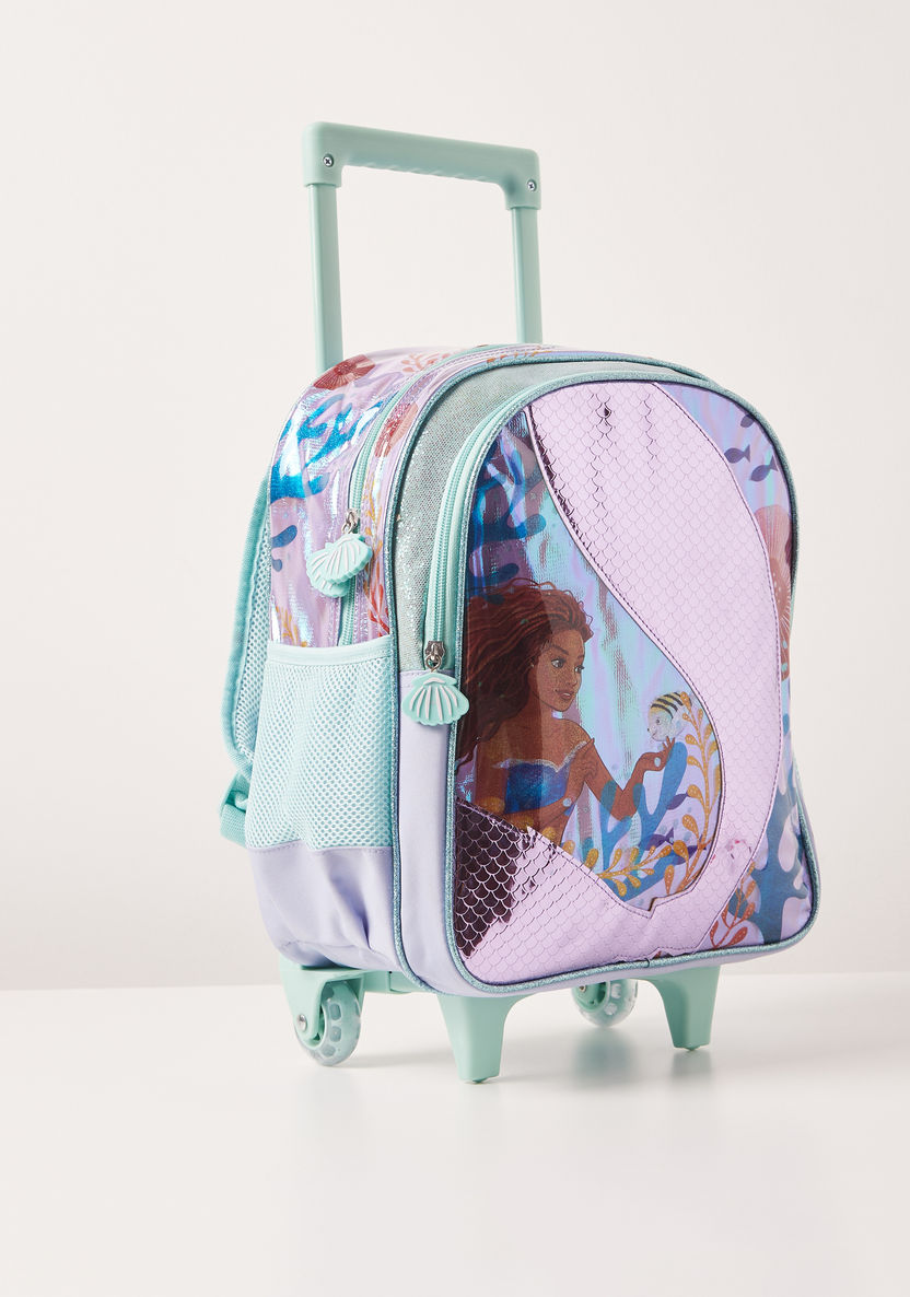 Disney Little Mermaid Print Trolley Backpack with Retractable Handle - 14 inches-Trolleys-image-2