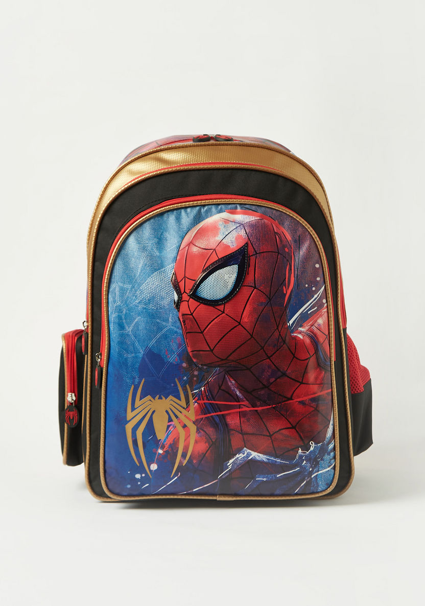 Spider-Man Print Backpack with Adjustable Shoulder Straps - 18 inches-Backpacks-image-0