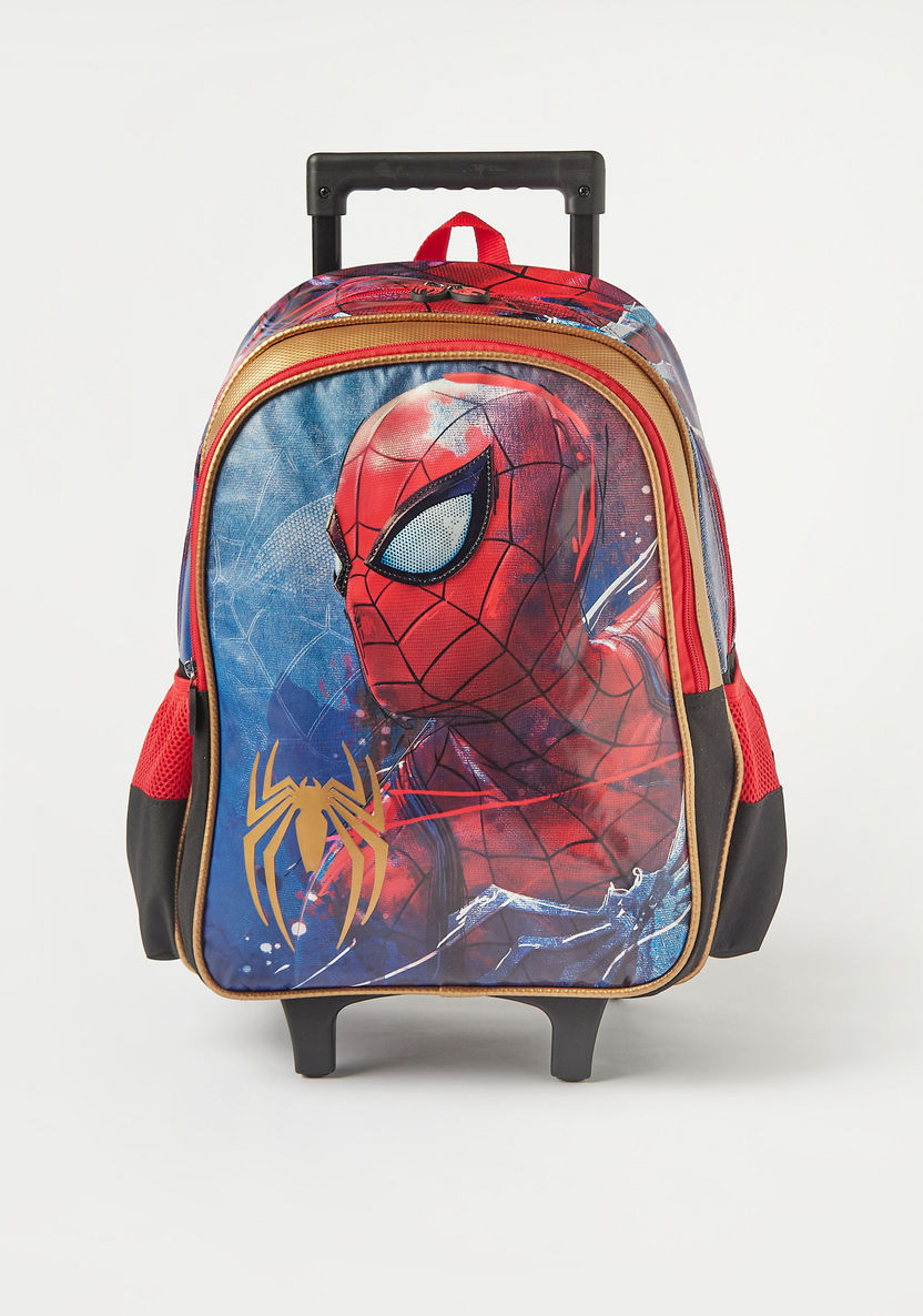 Spider-Man Print Trolley Backpack with Retractable Handle - 16 inches-Trolleys-image-0