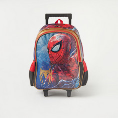 Spider-Man Print Trolley Backpack with Retractable Handle - 16 inches