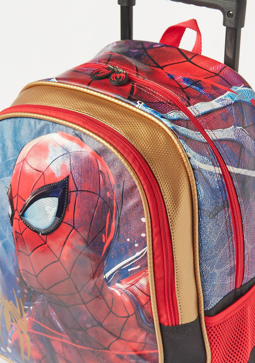 Spider-Man Print Trolley Backpack with Retractable Handle - 16 inches-Trolleys-image-3