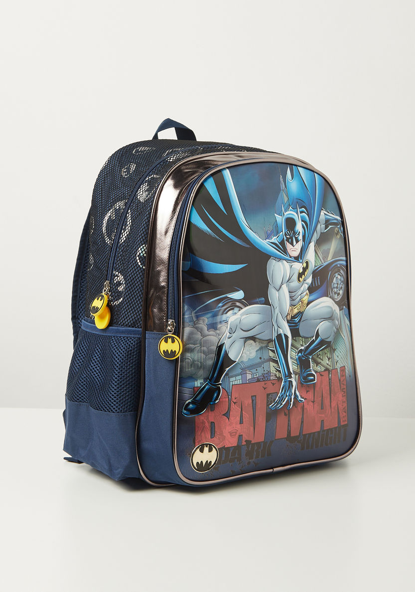 Batman Print Backpack with Adjustable Shoulder Straps - 16 inches-Backpacks-image-2