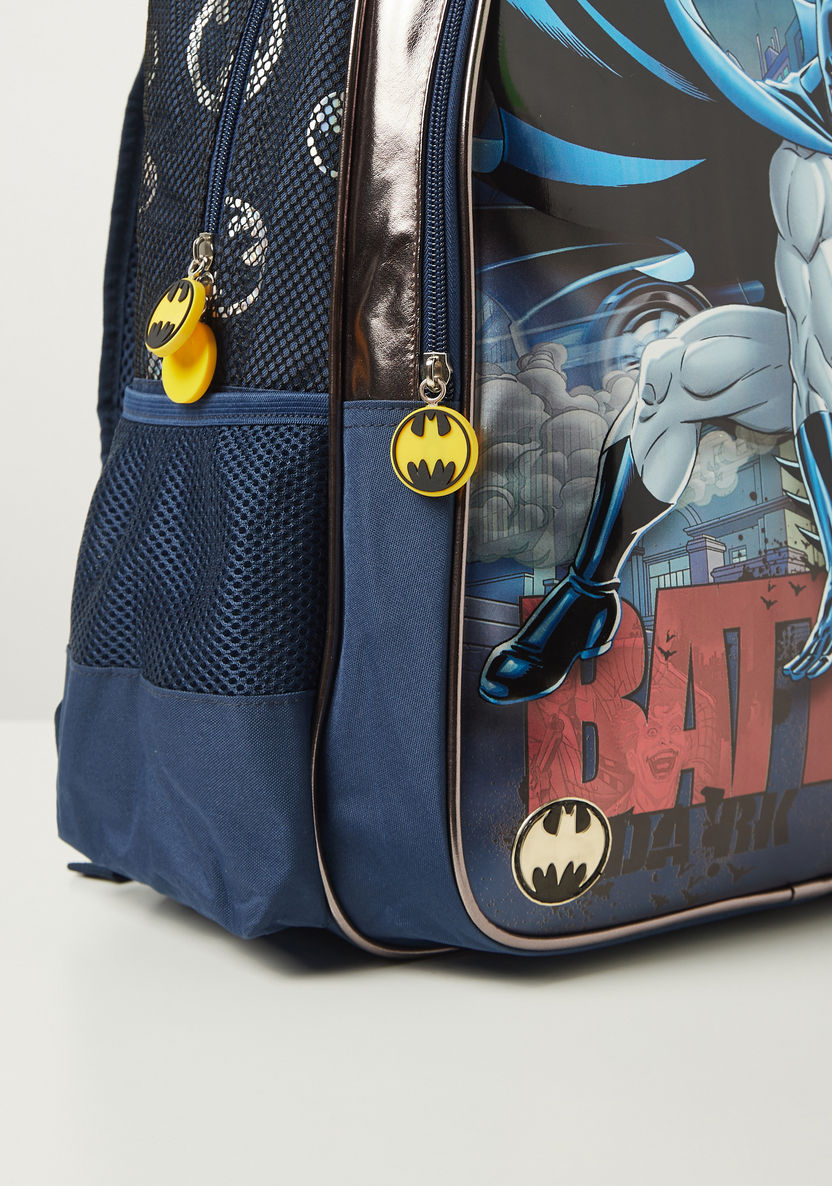 Batman Print Backpack with Adjustable Shoulder Straps - 16 inches-Backpacks-image-3