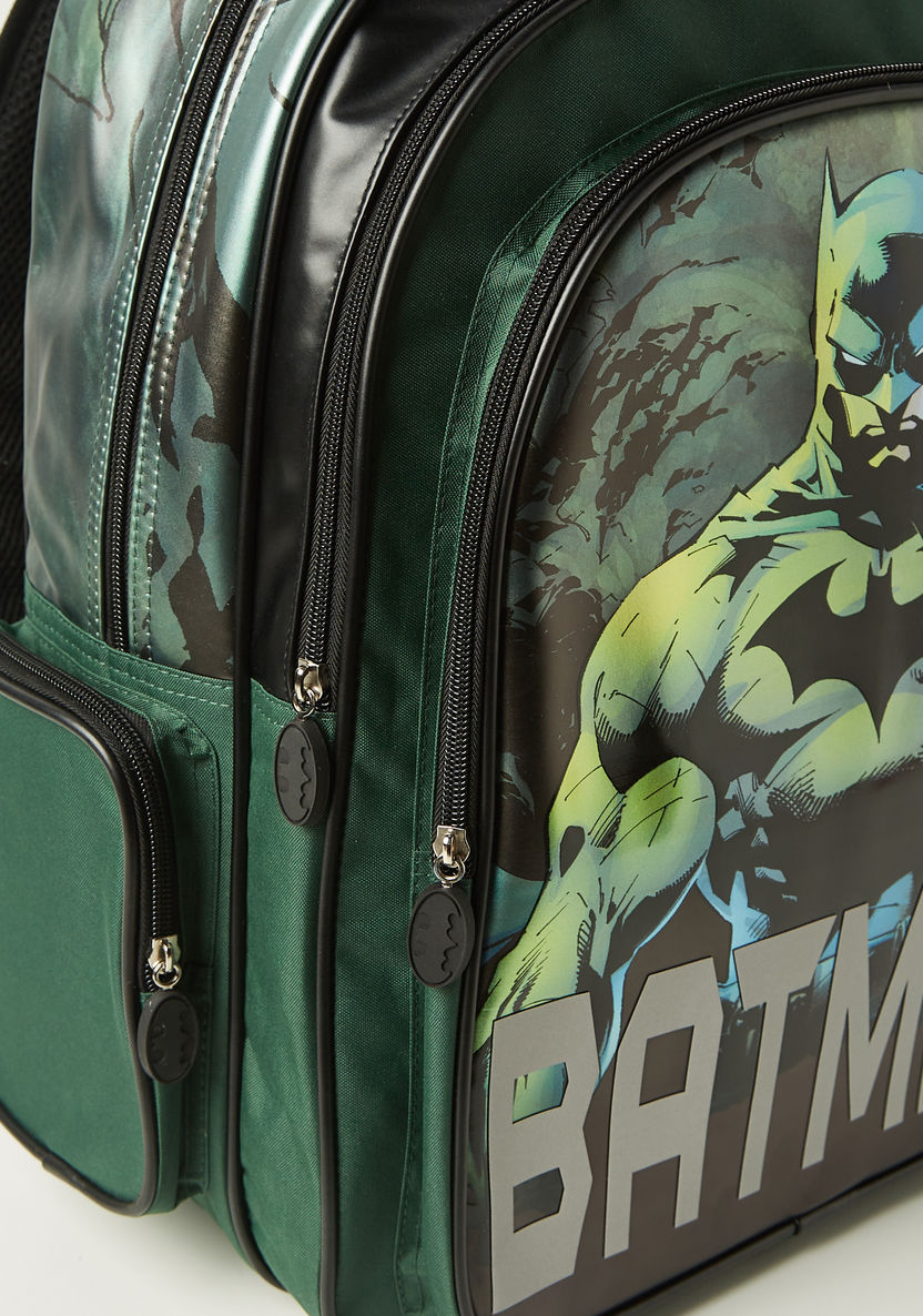 Batman Graphic Print Backpack with Adjustable Straps and Zip Closure - 18 inches-Backpacks-image-3