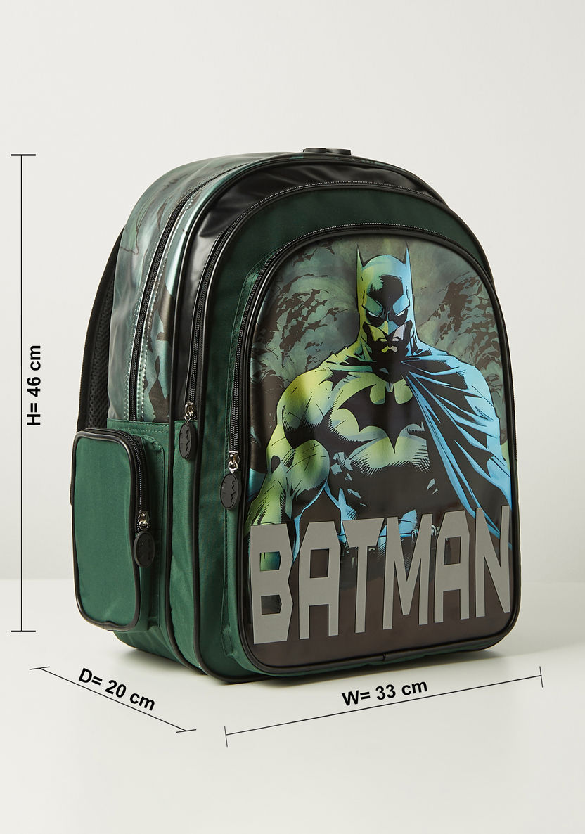 Batman Graphic Print Backpack with Adjustable Straps and Zip Closure - 18 inches-Backpacks-image-1