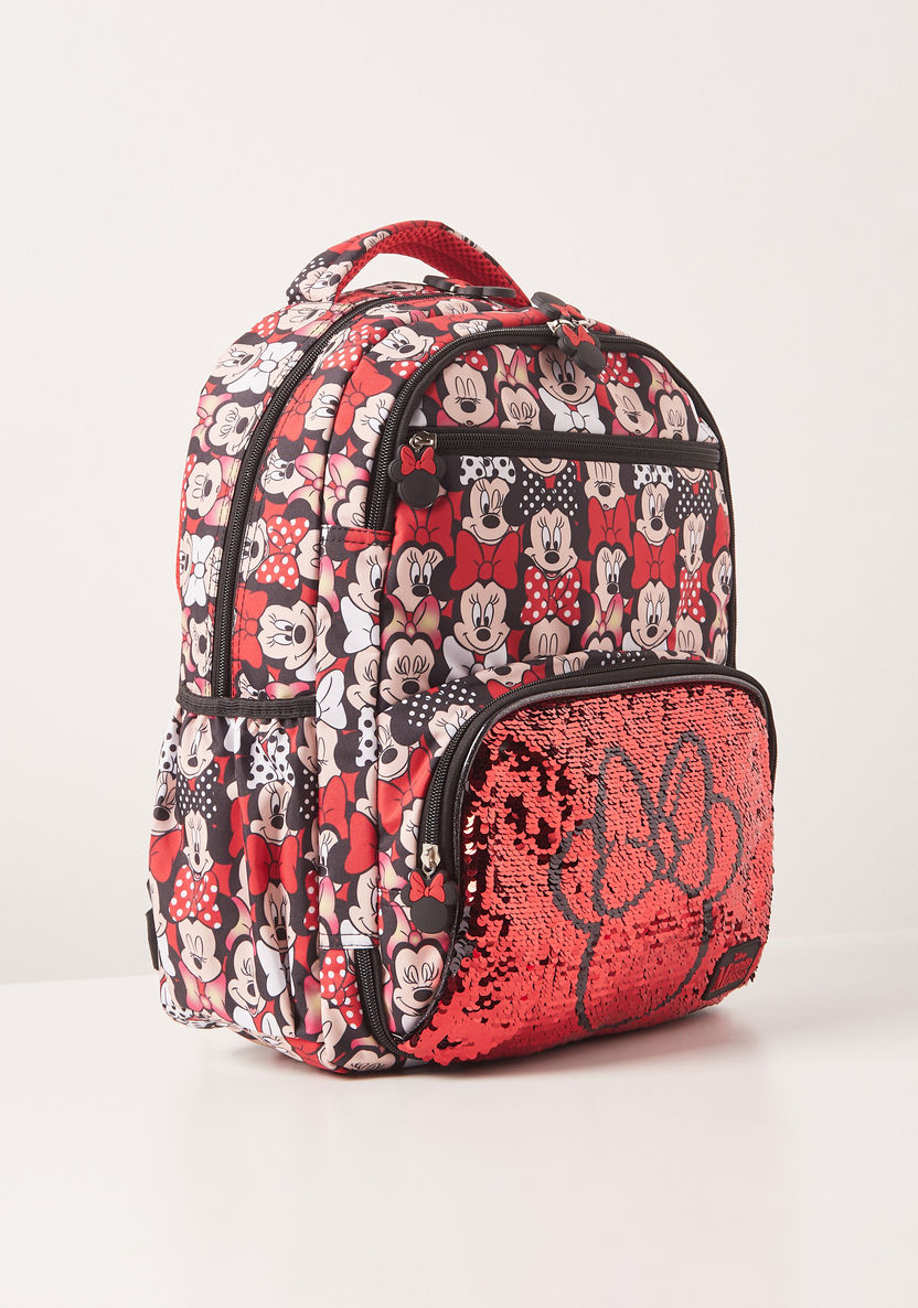 Disney Minnie Mouse Print Sequin Detail Backpack with Stationery Set - 15 inches-Backpacks-image-2