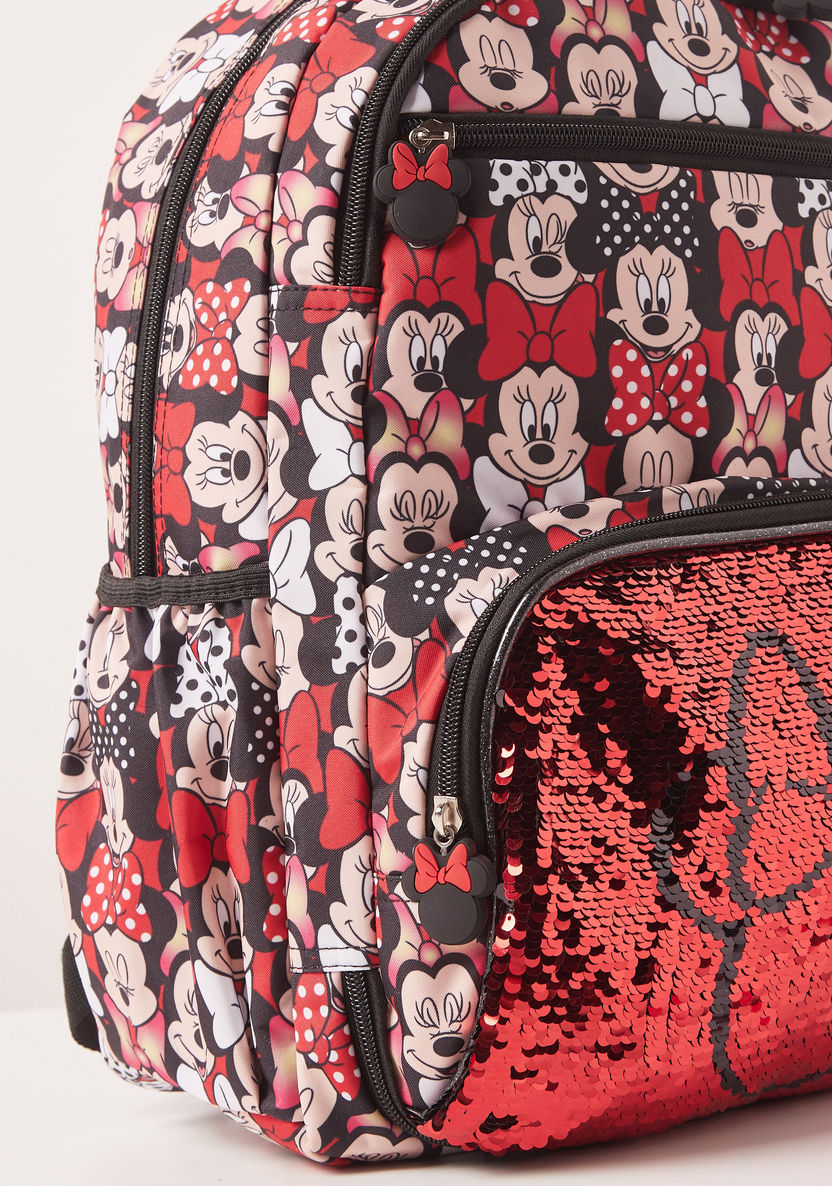 Disney Minnie Mouse Print Sequin Detail Backpack with Stationery Set - 15 inches-Backpacks-image-3