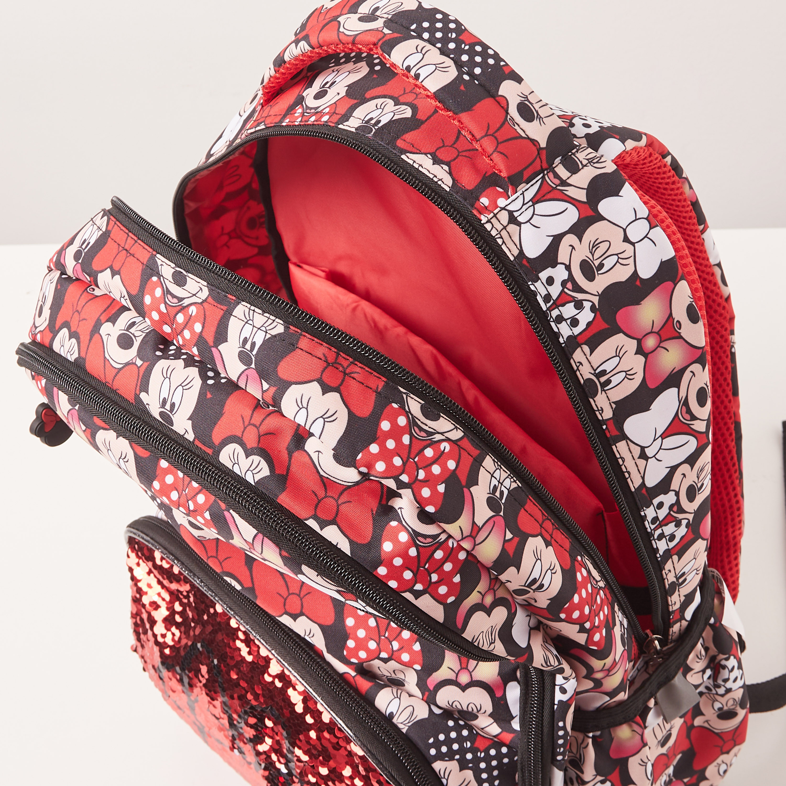 Disney Minnie Mouse Print Sequin Detail Backpack with Stationery Set - 15 inches-school-bagsandbackpacks-backpacks-image-8
