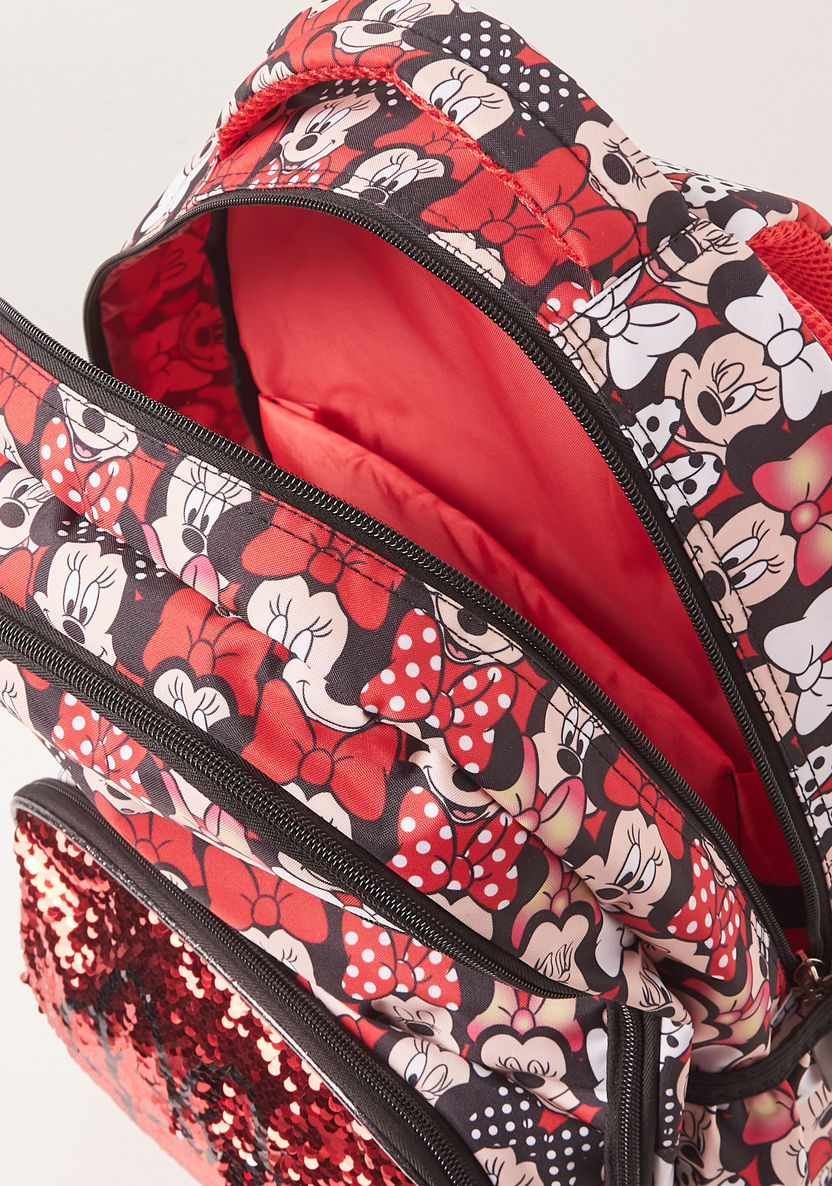 Disney Minnie Mouse Print Sequin Detail Backpack with Stationery Set - 15 inches-Backpacks-image-7