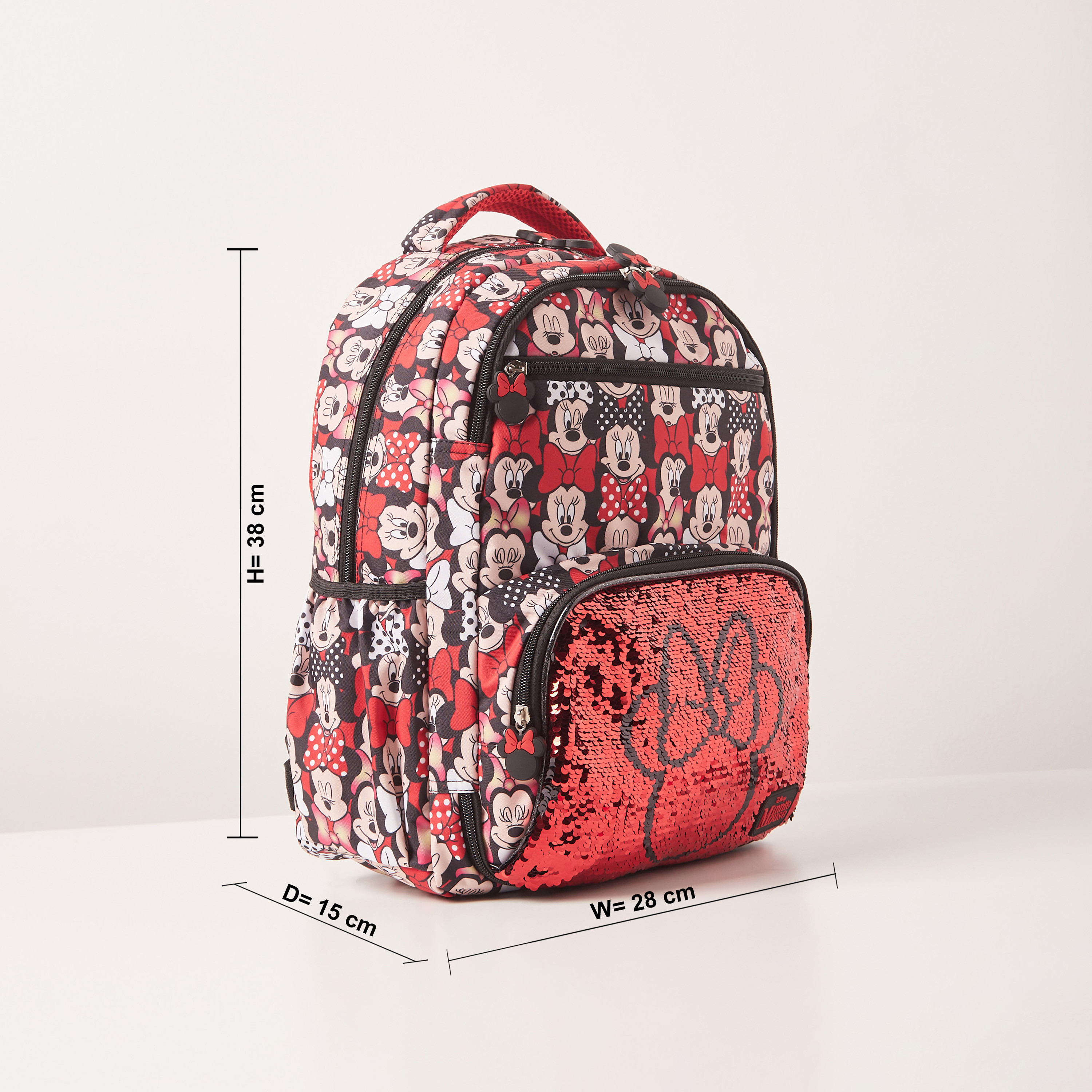 Disney Minnie Mouse Print Sequin Detail Backpack with Stationery Set - 15 inches-school-bagsandbackpacks-backpacks-image-2