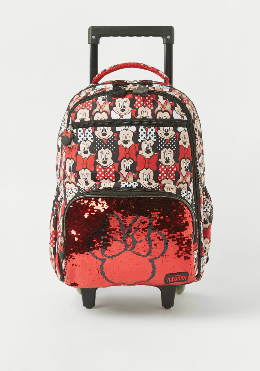 Disney Minnie Mouse Print Trolley Backpack with Stationery Set - 15 inches-Trolleys-image-0