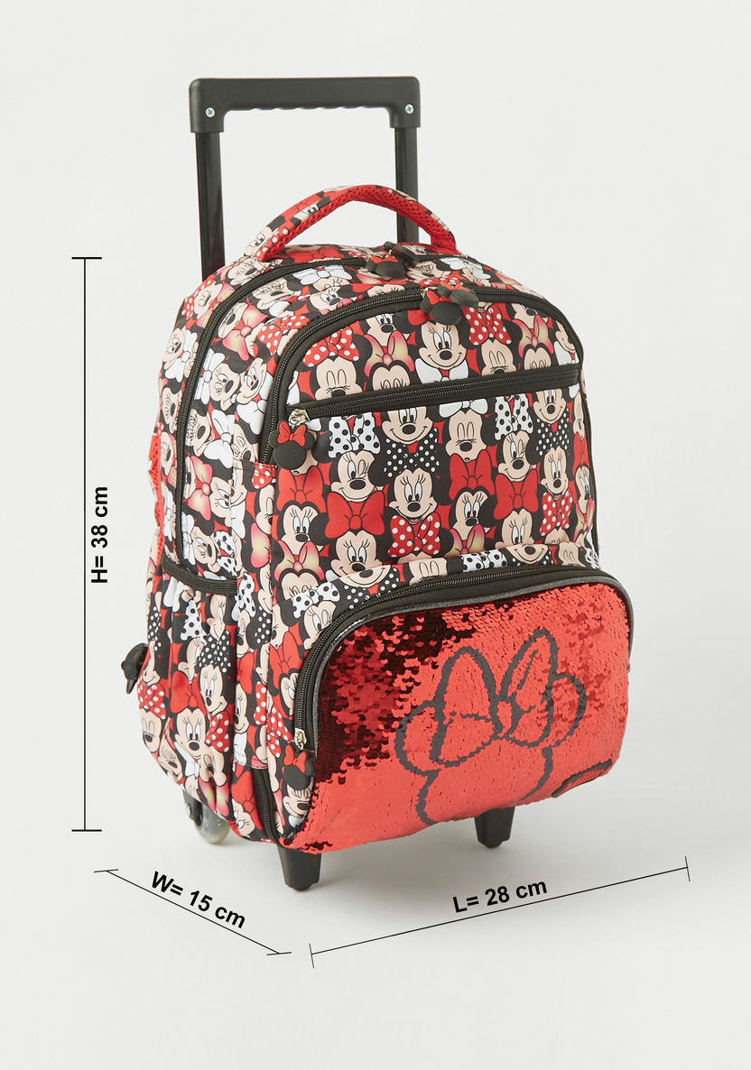 Disney Minnie Mouse Print Trolley Backpack with Stationery Set - 15 inches-Trolleys-image-1