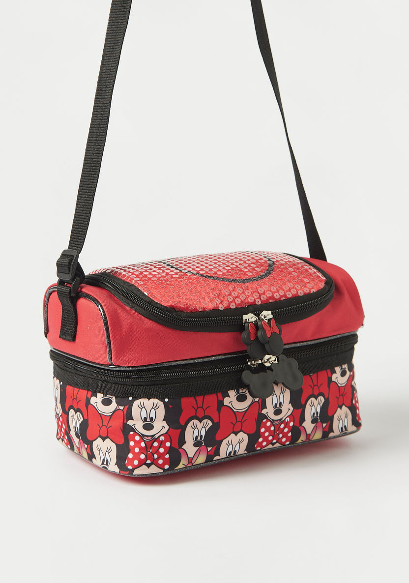 Disney Minnie Mouse Print 2-Layer Lunch Bag with Adjustable Strap-Lunch Bags-image-1