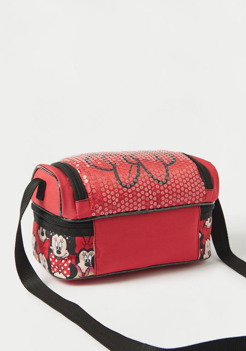Disney Minnie Mouse Print 2-Layer Lunch Bag with Adjustable Strap-Lunch Bags-image-3