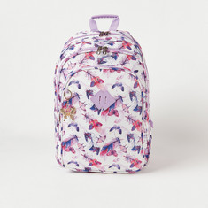 Juniors Butterfly Print Backpack with Zipper Closure - 17 inches