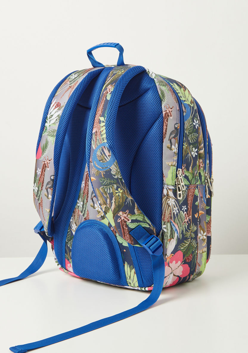 Juniors Giraffe Print Backpack with Adjustable Shoulder Straps - 17 inches-Backpacks-image-4