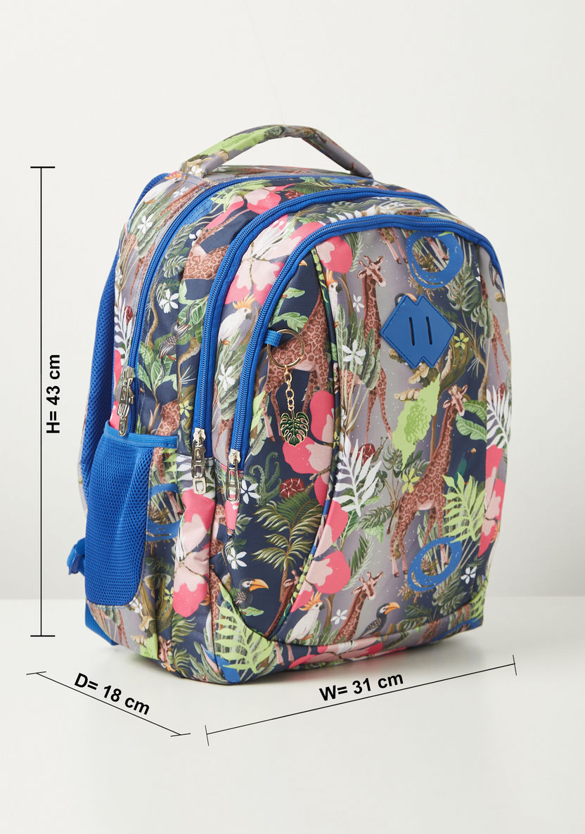Juniors Giraffe Print Backpack with Adjustable Shoulder Straps - 17 inches-Backpacks-image-1