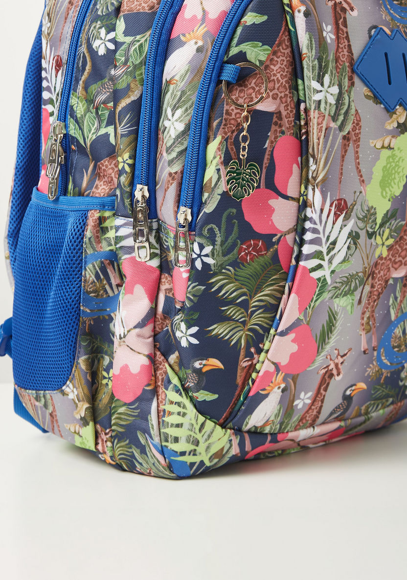 Juniors Giraffe Print Backpack with Adjustable Shoulder Straps - 17 inches-Backpacks-image-3