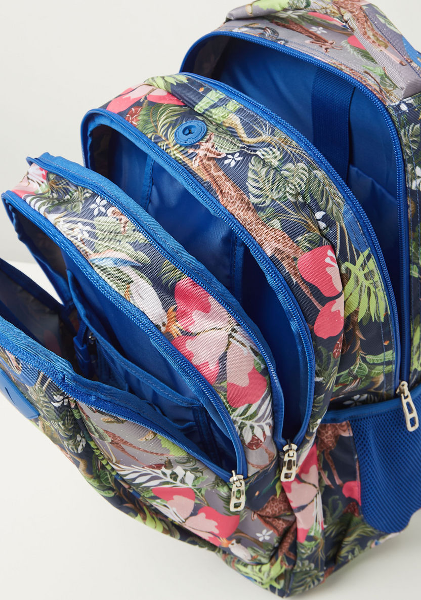 Juniors Giraffe Print Backpack with Adjustable Shoulder Straps - 17 inches-Backpacks-image-5