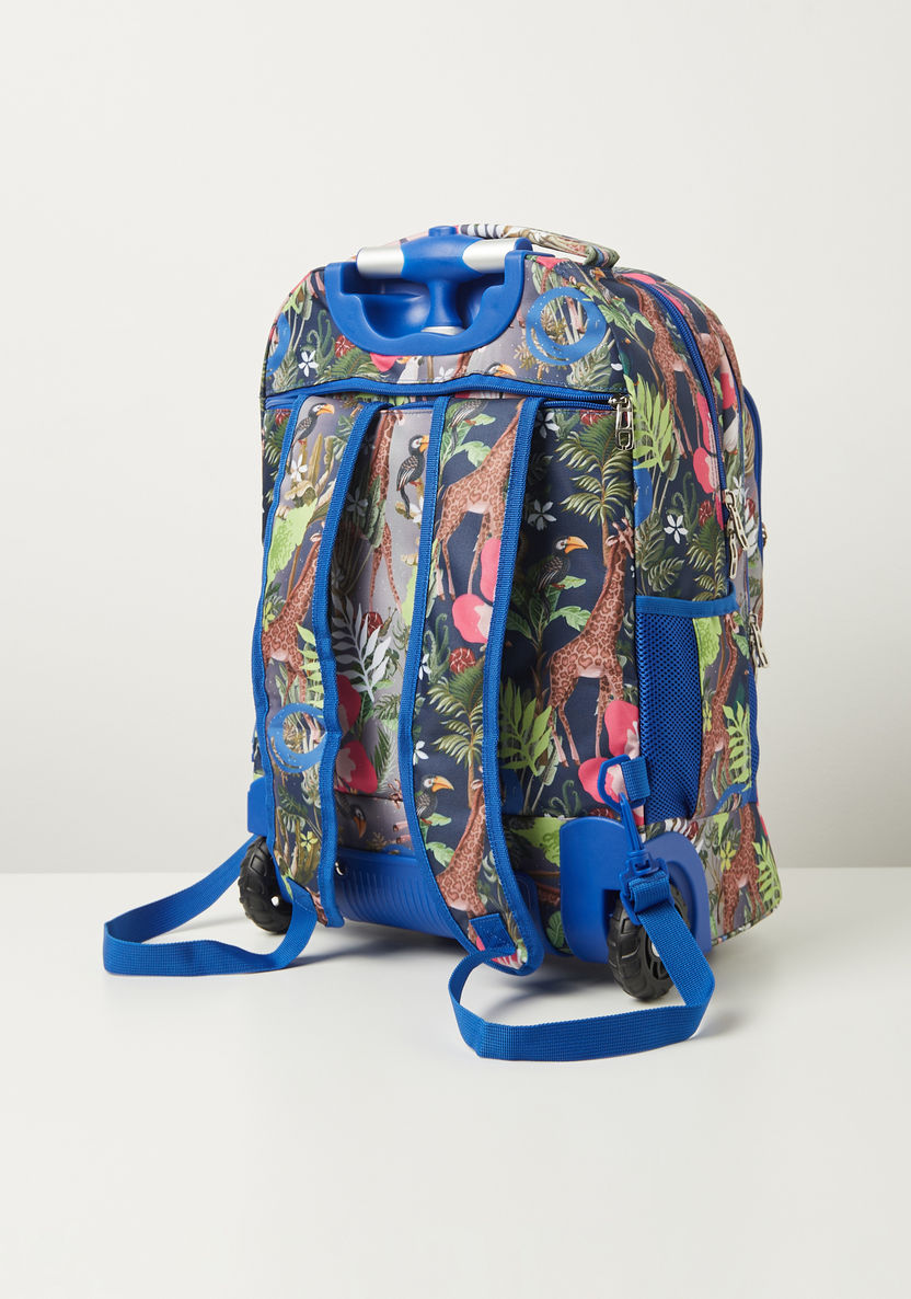 Juniors Tropical Print Trolley Backpack with Retractable Handle - 18 inches-Trolleys-image-4