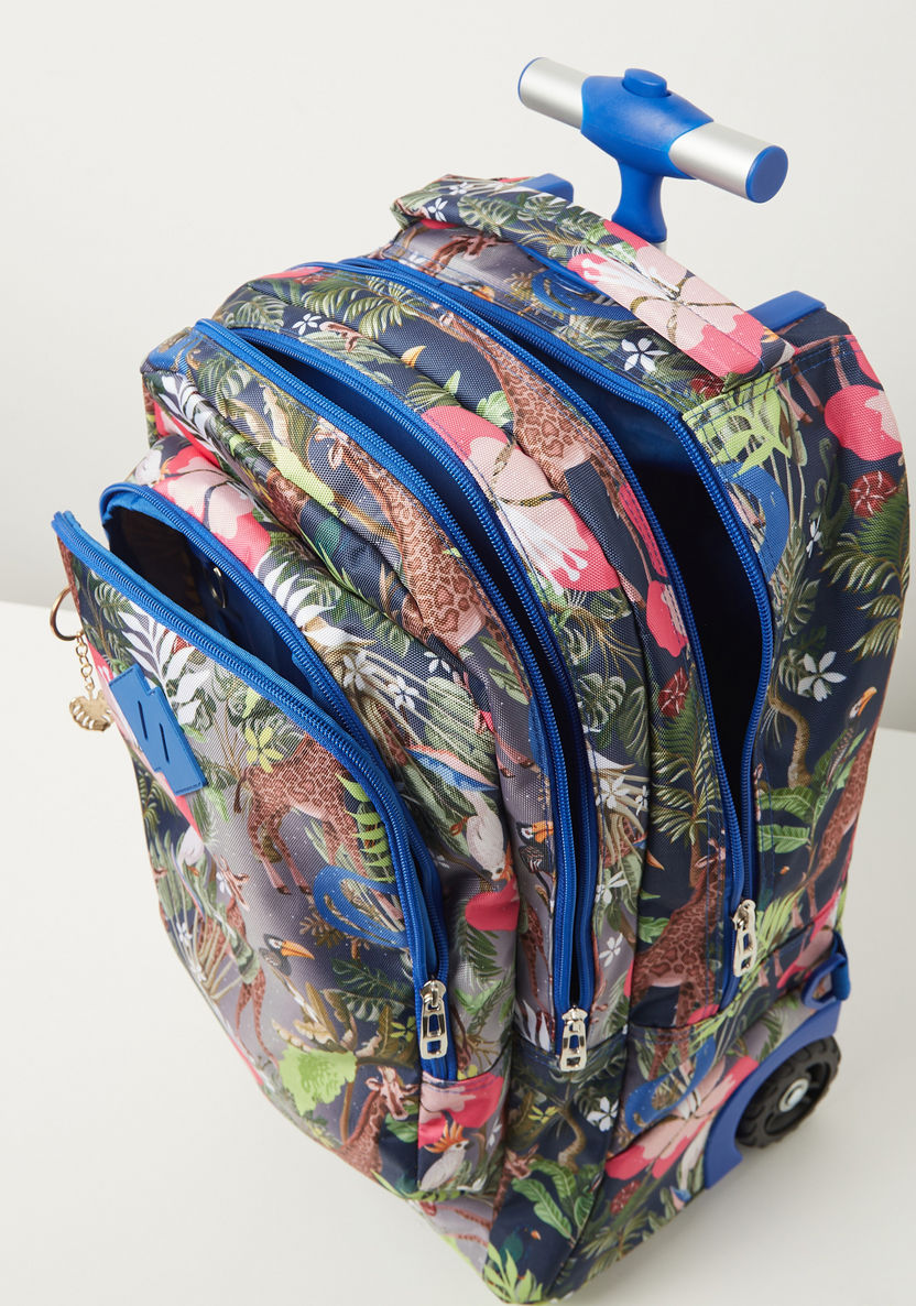 Juniors Tropical Print Trolley Backpack with Retractable Handle - 18 inches-Trolleys-image-6