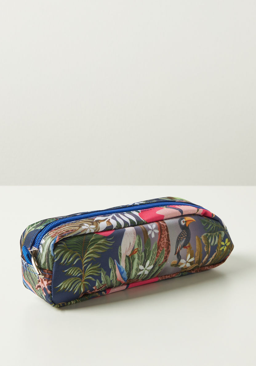 Juniors All-Over Tropical Print Pencil Case with Zip Closure-Pencil Cases-image-1