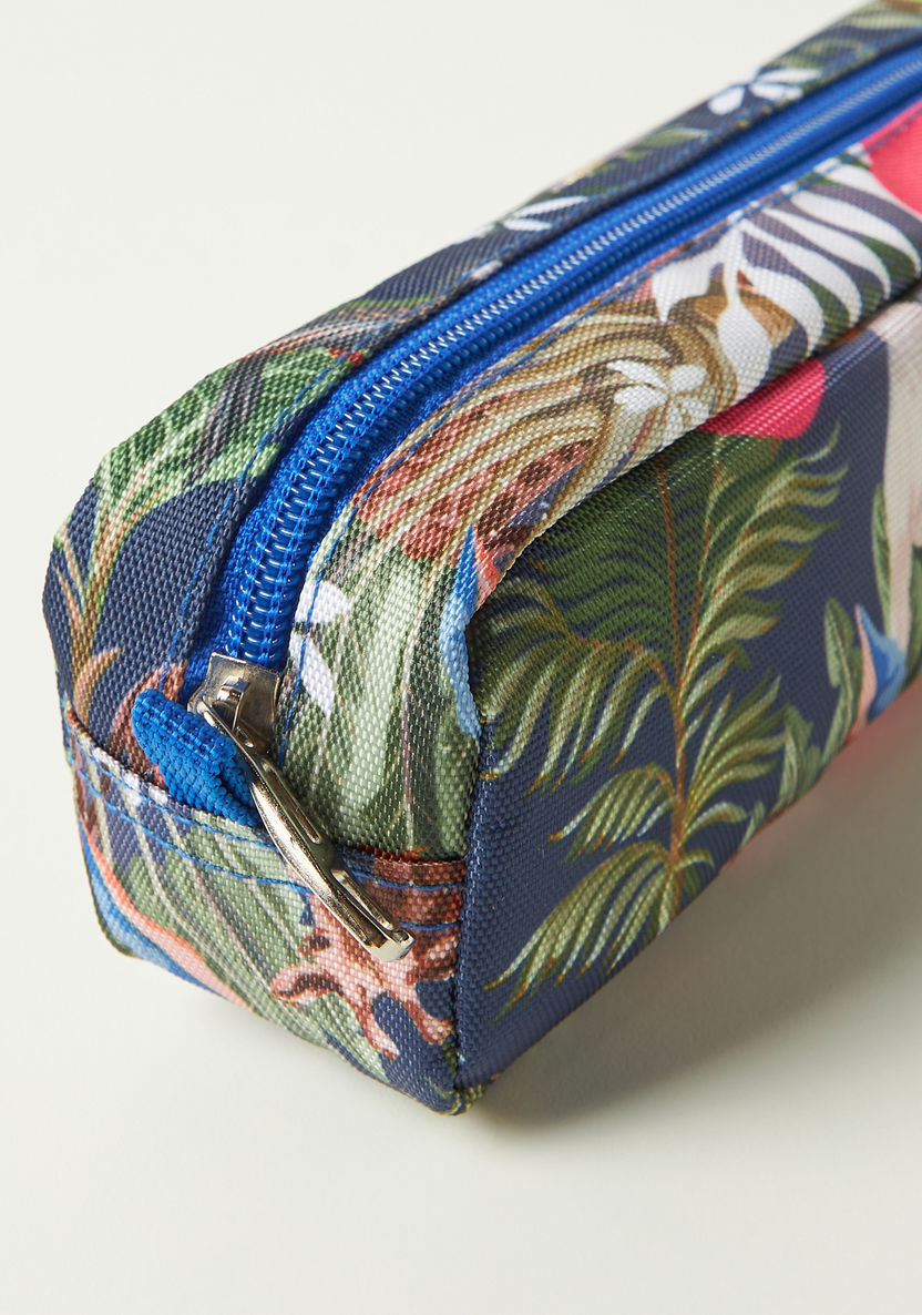 Juniors All-Over Tropical Print Pencil Case with Zip Closure-Pencil Cases-image-2