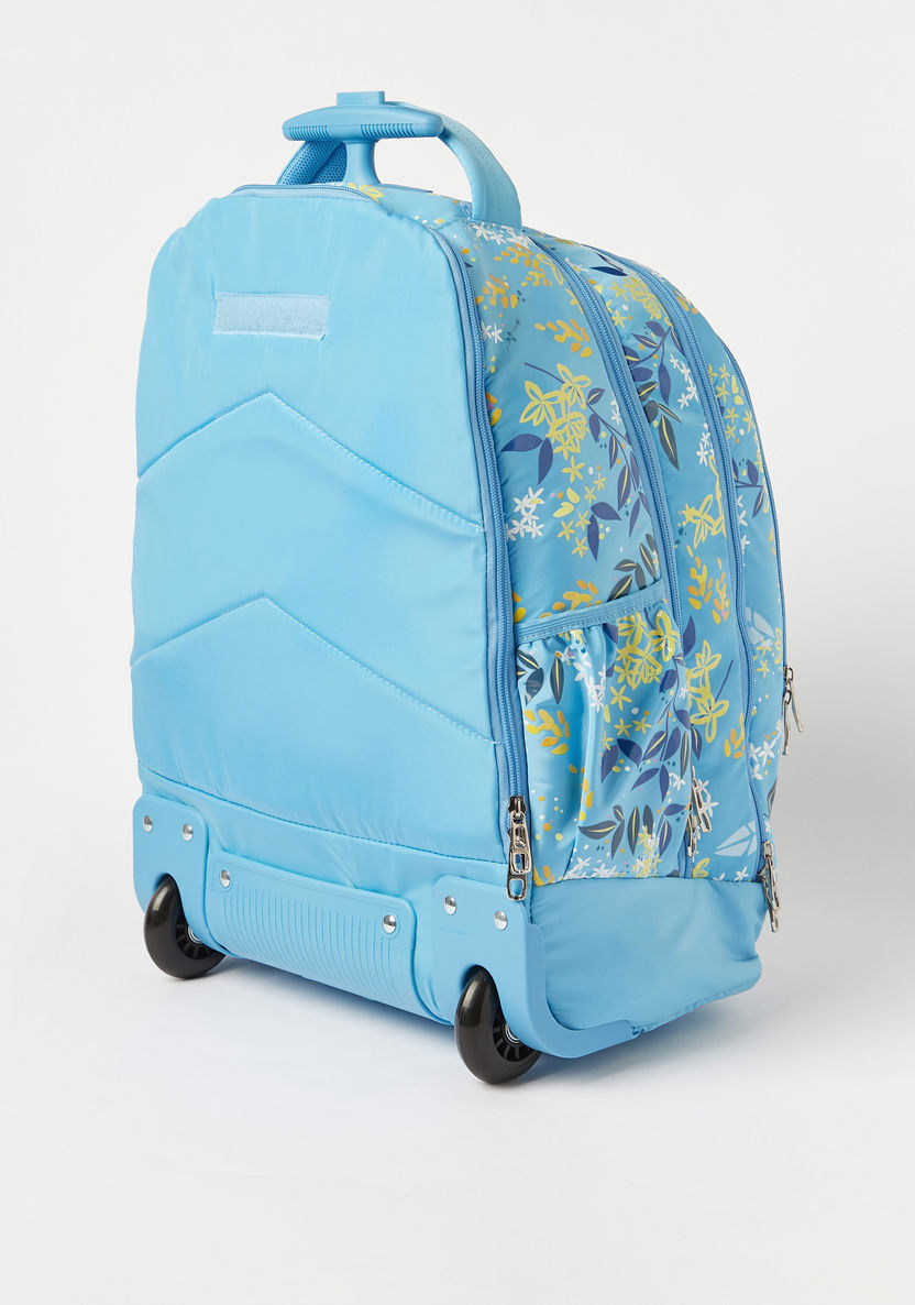 Juniors All-Over Floral Print Trolley Backpack with Retractable Handle - 18 inches-Trolleys-image-4