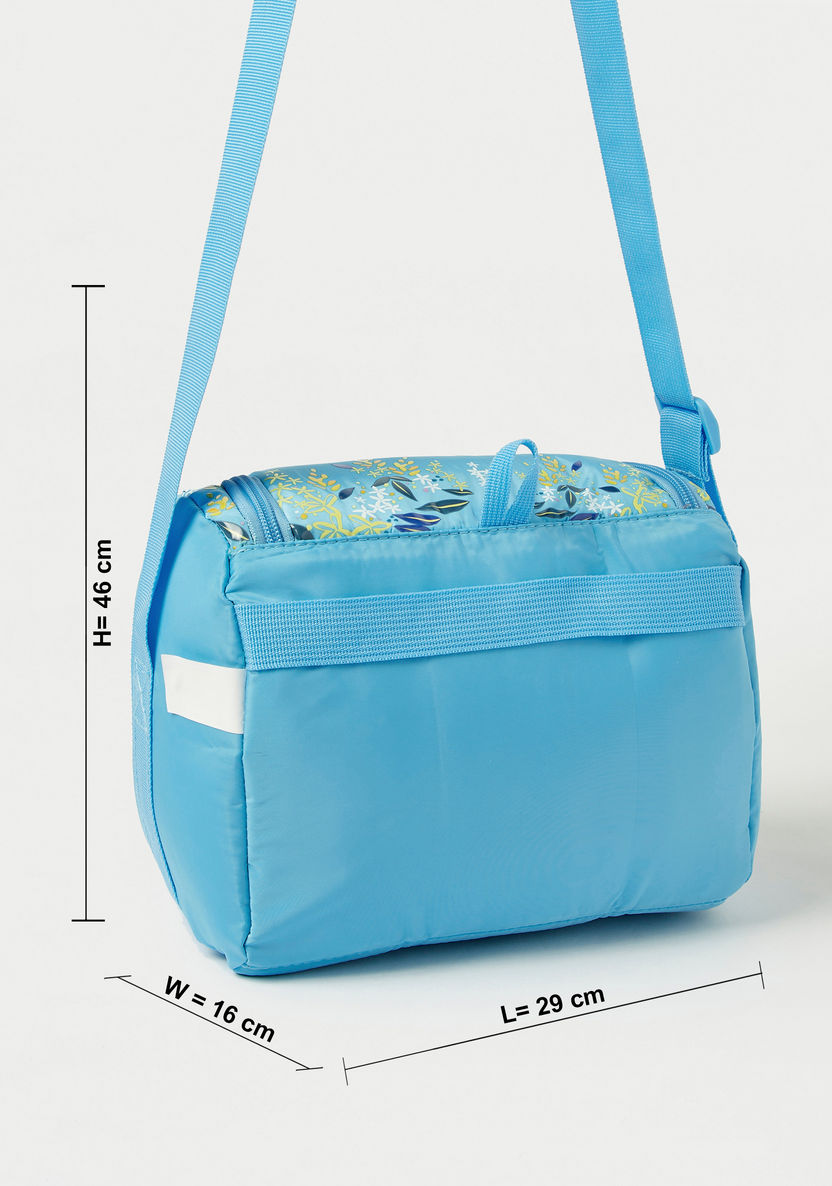 Juniors Floral Print Lunch Bag with Zip Closure and Adjustable Strap-Lunch Bags-image-1
