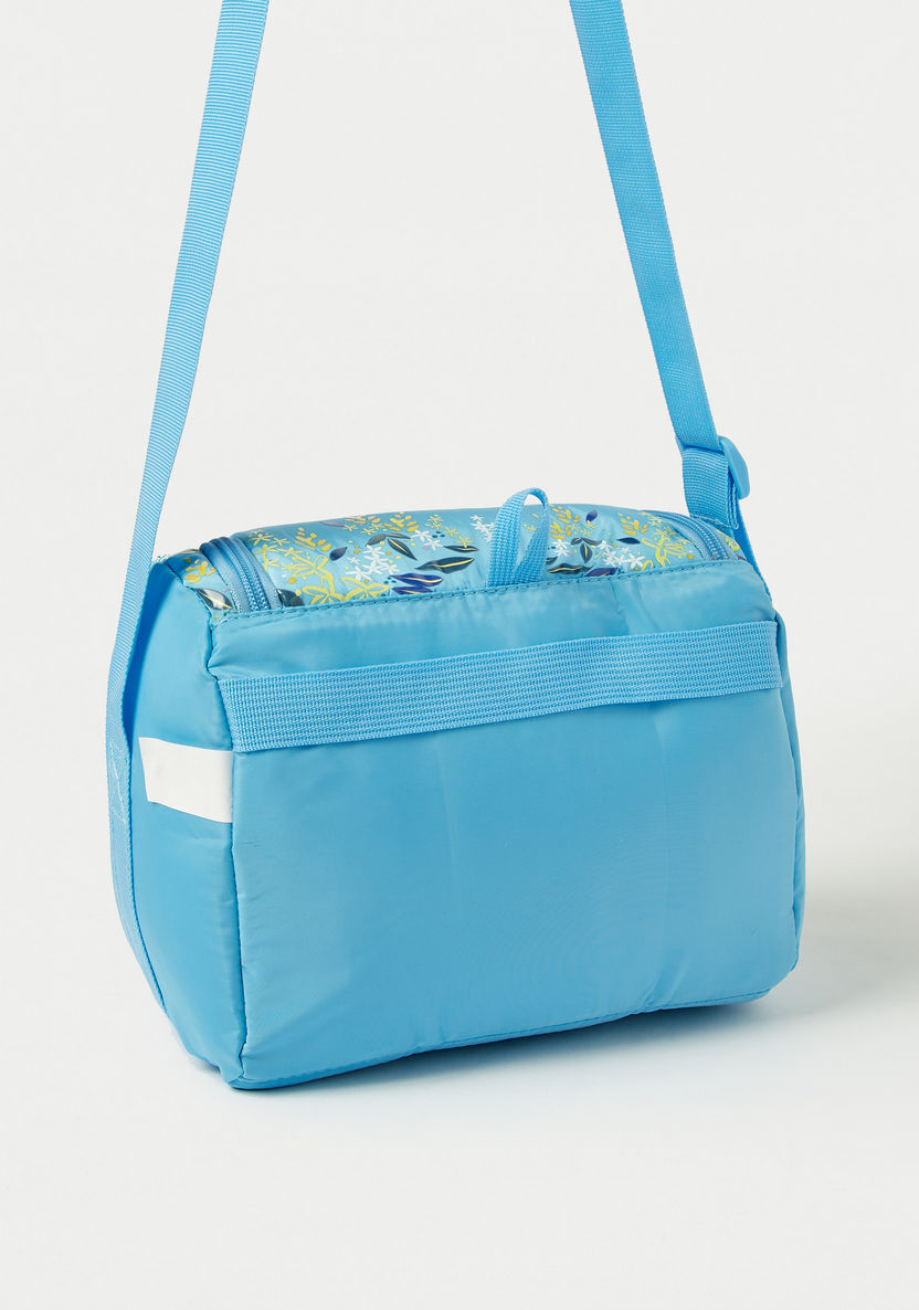 Juniors Floral Print Lunch Bag with Zip Closure and Adjustable Strap-Lunch Bags-image-2