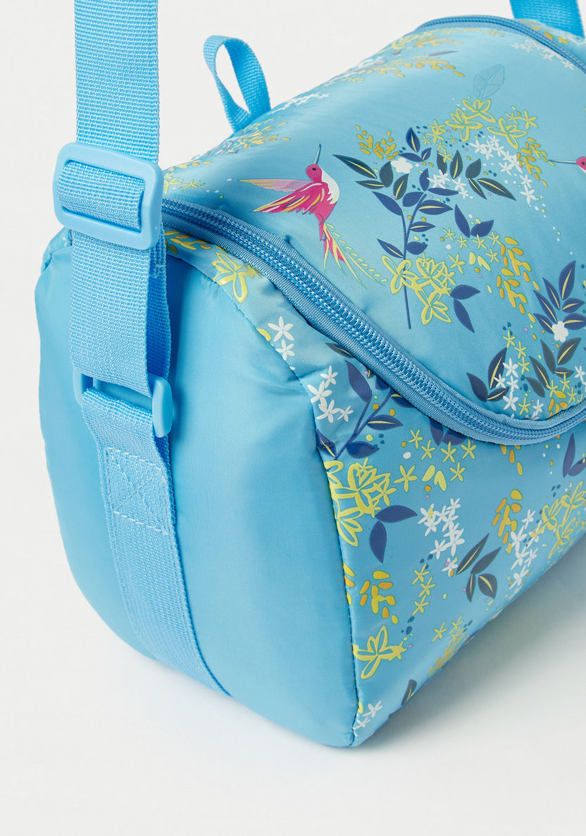 Juniors Floral Print Lunch Bag with Zip Closure and Adjustable Strap-Lunch Bags-image-3