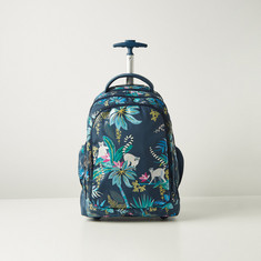 Juniors Floral Graphic Print Trolley Backpack with Retractable Handle - 18 inches