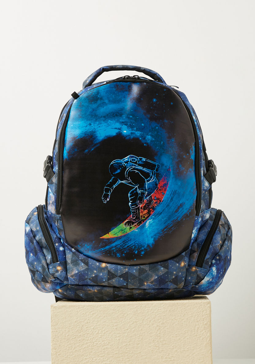 Juniors Astronaut Graphic Print Backpack with Shoulder Straps - 18 inches-Backpacks-image-0
