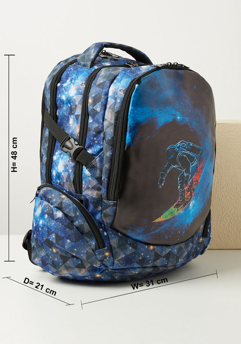 Juniors Astronaut Graphic Print Backpack with Shoulder Straps - 18 inches-Backpacks-image-1
